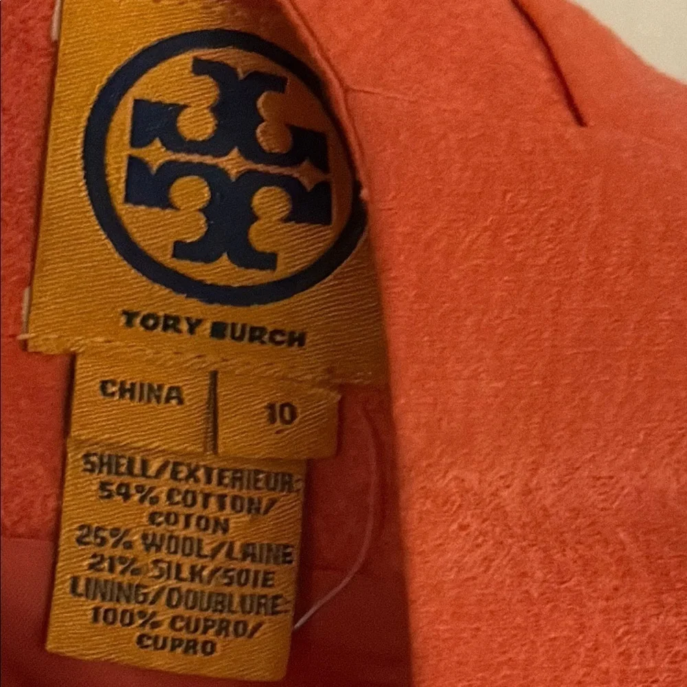 Tory Burch sz 10 Elegant Orange Sleeveless Dress cotton wool silk great cond